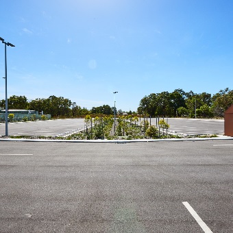 A photo of the carpark at the Sam Kerr Football Centre in Queens Park, Perth