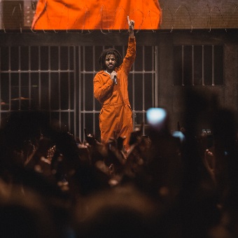 J Cole performing at HBF Stadium