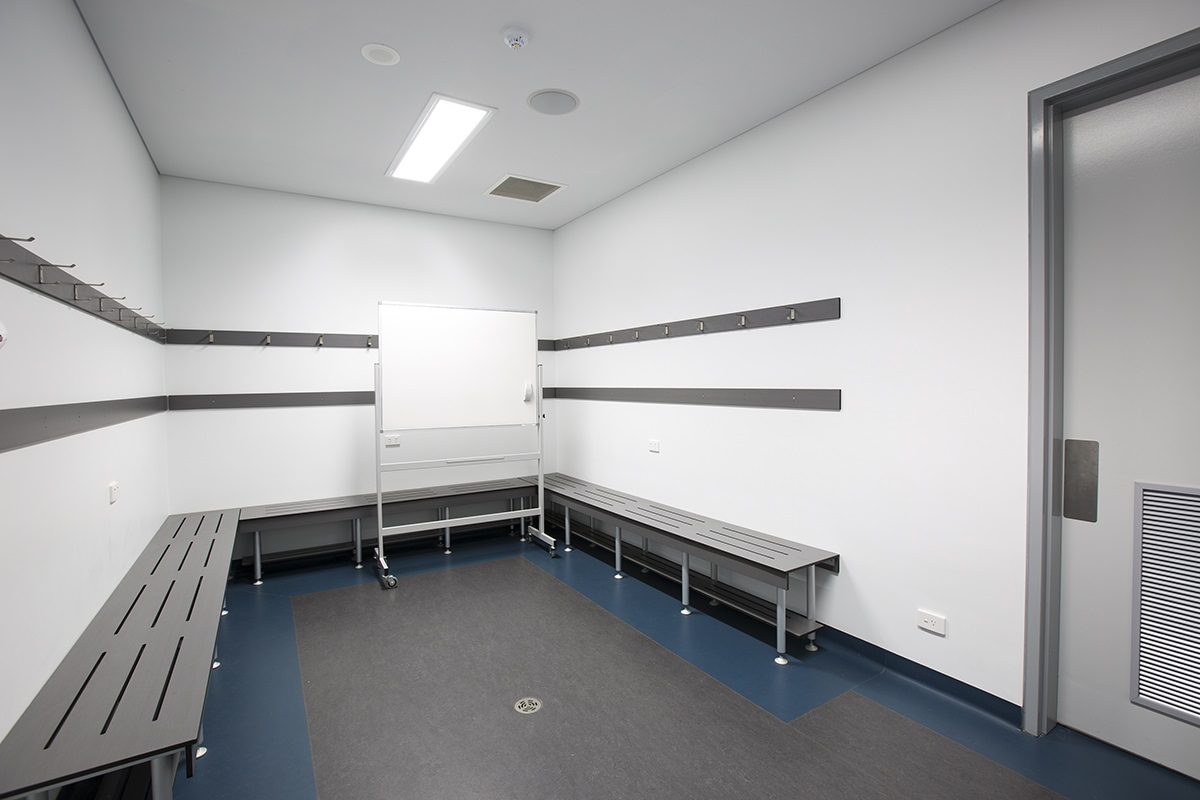 A photo of change room facilities available at the Gold Netball Centre in Jolimont, Perth