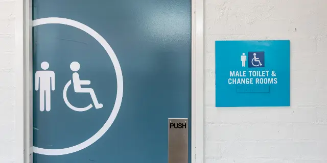 Toilet door at SpeedDome