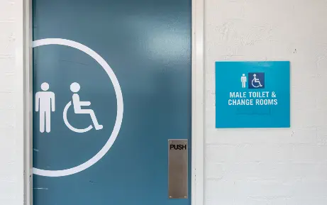 Toilet door at SpeedDome